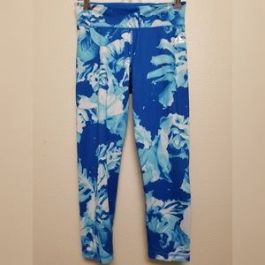 Adidas ClimaLite Blue/Floral 3/4 Length Leggings